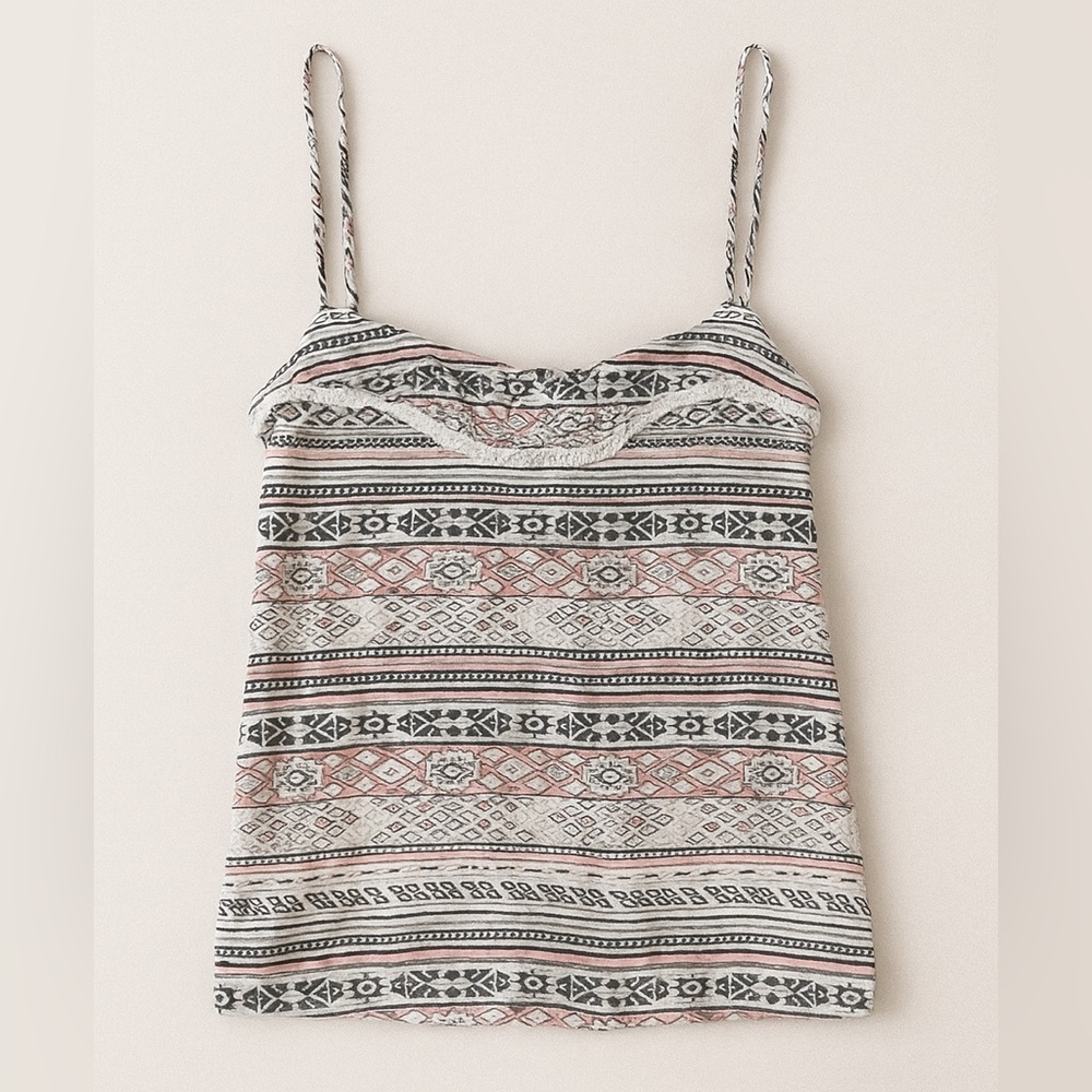 Tribal Print Spaghetti Strap Top with Open Back